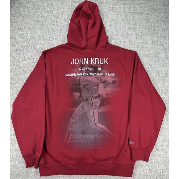 Philadelphia Phillies Hoodie Mens Large Red MLB Baseball John Kruk Cooperstown - Picture 11 of 13